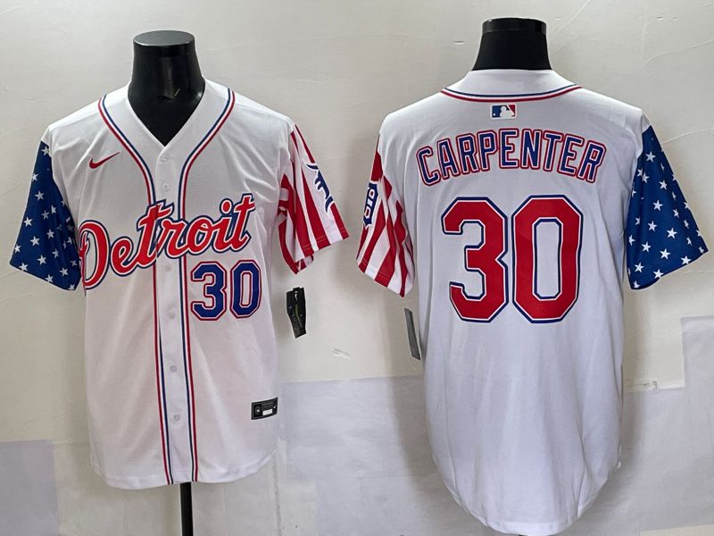 Men Detroit Tigers #30 Carpenter White National Flags 2025 Nike MLB Jersey style 1->detroit tigers->MLB Jersey